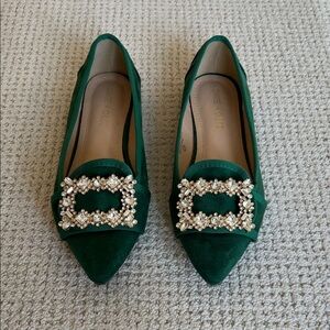 Elegant Green Embellished Flats
